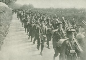 Canadian soldiers on training March, Salisbury Plain, early 1915