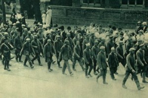 German prisoners of war being marched through Southampton