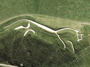 the Uffington White Horse in Berkshire, seen from above